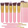 BS-MALL New 14 Pcs Makeup Brushes Premium Synthetic Kabuki Makeup Brush Set Cosmetics Foundation Blending Blush Eyeliner Face Powder Brush Makeup Brush Kit(golden Pink)