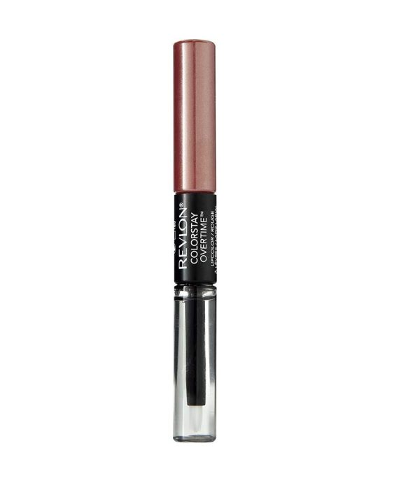 Revlon ColorStay Overtime Lipcolor, Dual Ended Longwearing Liquid Lipstick with Clear Lip Gloss, with Vitamin E in Nude, Bare Maximum (350), 0.07 oz