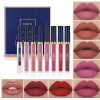 7Pcs Matte Liquid Lipstick + 1Pcs Lip Plumper Makeup Set Kit, Long Lasting Waterproof Velvet Lip Gloss Set, Pigmented Halloween Lip Makeup Gift Sets for Girls and Women