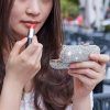 CALIDAKA Lipstick Case Holder with Mirror Crystal Lipstick