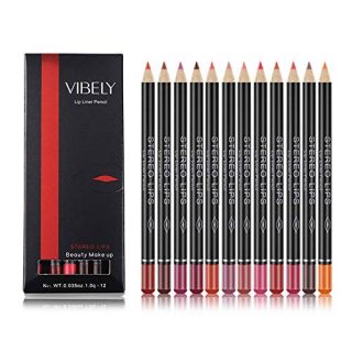 Matte Lip Liner Pencil Set - 12 Assorted Colors Natural Lip Makeup Soft Pencils Waterproof and Long Lasting Velvet Lip Liners (red, pink, rose, plum, peach, cherry, dark brown etc) by “wonder X”