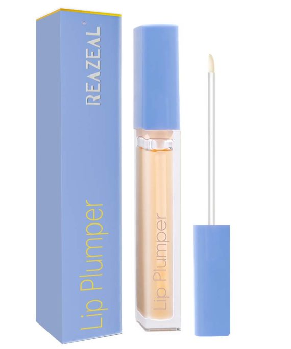 Reazeal Lip Plumper, Natural Collagen Lip Maximizer, Lip Enhancer, No Sticky, Moisturizing Clear Lip Oil, Lip Plumper Fuller & Hydrated Beauty Lips