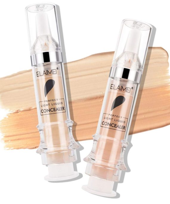 2pcs Full Cover Liquid Concealer, Waterproof Smooth Matte Flawless Finish Creamy Concealer Foundation for Eye Dark Circles Spot Face Concealer Makeup(Natural+Ivory）