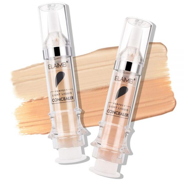 2pcs Full Cover Liquid Concealer, Waterproof Smooth Matte Flawless Finish Creamy Concealer Foundation for Eye Dark Circles Spot Face Concealer Makeup(Natural+Ivory）