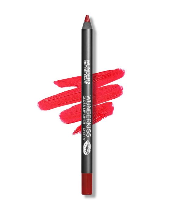 WUNDER2 LIPS Makeup Gloss Lip Liner Pencil Cherry Red Long Lasting Glossy High Shine, Wunderkiss