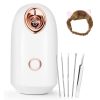 VOUMEY Facial Steamer, Rejuvenate Moisturizing Cleansing Pores for Women Face Home Sauna SPA Warm Mist Moisturizing Cleansing Pores Acne Stainless Steel Skin Kit&Hair Band