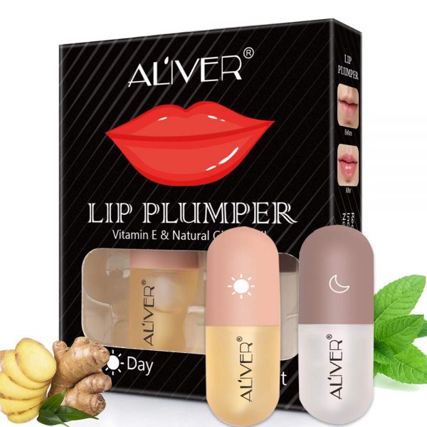 Lip Plumper Set, Lip Enhancer Day And Night Double Effect, Lip Care Serum, Lip Plumping Lip Gloss Reduce Fine Lines, Beautiful Fuller & Hydrated, Instantly Sexy Lips