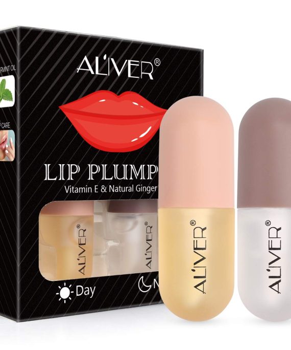Lip Plumper Gloss- Natural Lip Plumper,Plumper Set Contains Day and Night Lip Gloss -Clear Lip Plump Gloss-Enhancer for Fuller & Hydrated Lips | Give Volume,Moisturize