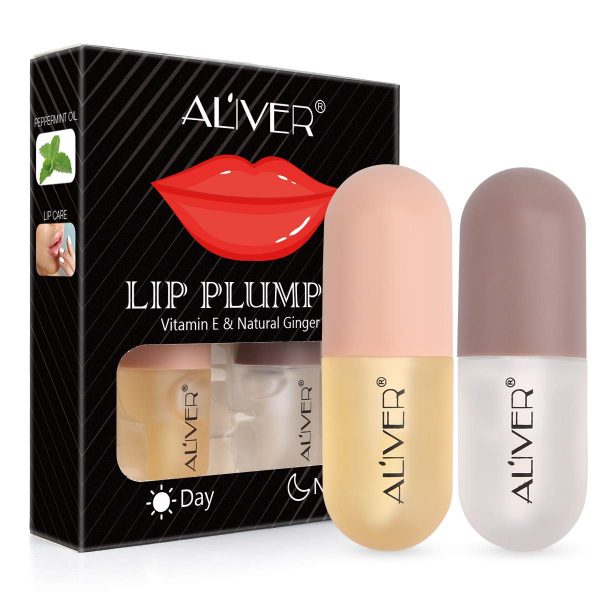 Lip Plumper Gloss- Natural Lip Plumper,Plumper Set Contains Day and Night Lip Gloss -Clear Lip Plump Gloss-Enhancer for Fuller & Hydrated Lips | Give Volume,Moisturize