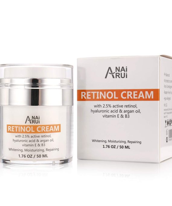 ANAIRUI 2.5% Active Retinol Moisturizer Cream for Face Anti Aging Rapid Wrinkle Repair Infused with Vitamin E, B3 & Hyaluronic Acid 1.76 Oz