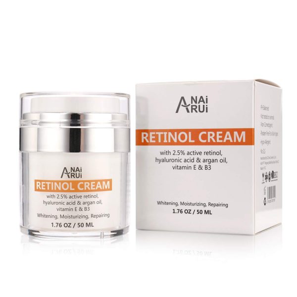 ANAIRUI 2.5% Active Retinol Moisturizer Cream for Face Anti Aging Rapid Wrinkle Repair Infused with Vitamin E, B3 & Hyaluronic Acid 1.76 Oz