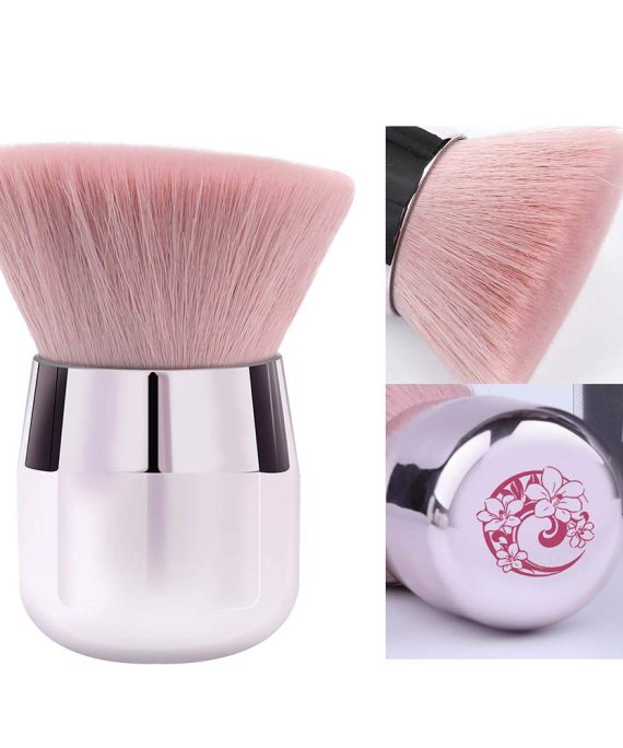 ENERGY Kabuki Powder Foundation Brush Portable Powder Brush Angled Large Face Blush Brush(Pink,Angled)