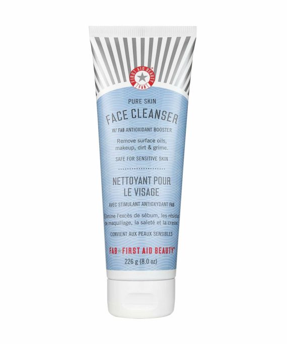 First Aid Beauty Pure Skin Face Cleanser, Sensitive Skin Cream Cleanser with Antioxidant Booster – 8 oz.