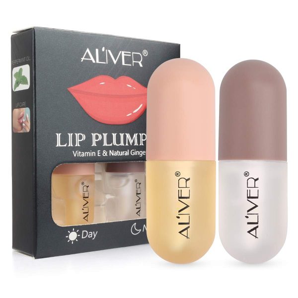 Natural Lip Plumper, Lip Enhancer, Lip Plumper Fuller & Hydrated Beauty Lips,Lip Plumping Balm, Moisturizing Clear Lip Gloss for Fuller Lips & Hydrated Beauty Lips 5.5ml (2 PACK(day and night))