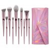 Winsummer 10 Pieces Makeup Brushes Sets Premium Makeup Brush Set Cosmetics Premium Synthetic Kabuki Foundation Blending Blush Concealer Eye Shadows Face Liquid Powder Kits with Leather Cosmetic Bag