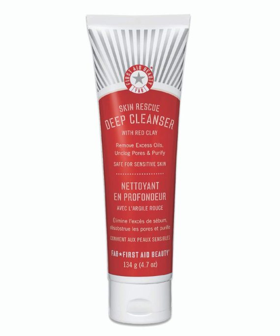 First Aid Beauty Skin Rescue Deep Cleanser: Gentle Facial Cleanser & Makeup Remover with Red Clay. Perfect for Combination Skin, Oily Skin, and Normal Skin, 4.7 oz