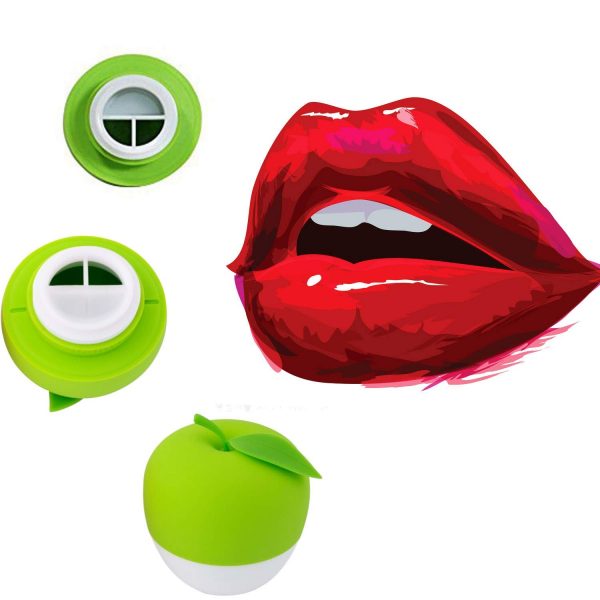 MQUPIN Lip Plumper Device Enhancer Hot Sexy Mouth Beauty Lip Pump Enhancement Pump Device Quick Lip Plumper Enhancer Lip Trainer for Women Gilrs + GEL Mouth Cover (Green (Double-Lobed))