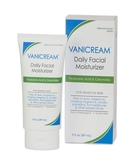 Vanicream Daily Facial Moisturizer, With Hyaluronic Acid, 5 Key Ceramides and Squalane, For Sensitive Skin, Fragrance and Gluten Free, pH-Balanced, Dermatologist Tested, 3 Ounce
