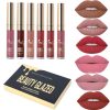 Beauty Glazed Matte Nude Liquid Lipstick Lip Gloss Kit Waterproof Lip Makeup Durable Lipgloss Cosmetics Mini 6pcs/set Birthday Edition Long Lasting Non-Stick Cup Liquid Lip Gloss Set