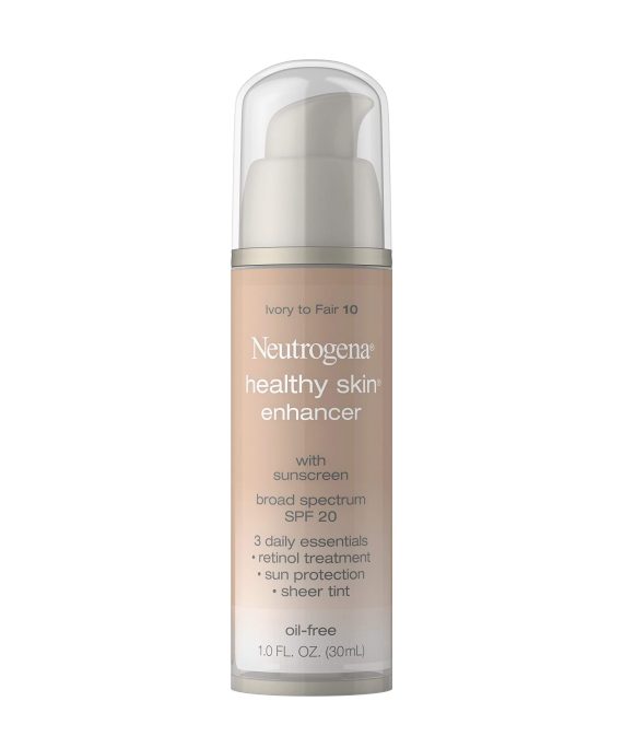 Neutrogena Healthy Skin Enhancer Sheer Face Tint with Retinol & Broad Spectrum SPF 20 Sunscreen for Younger Looking Skin, 3-in-1 Daily Enhancer, Non-Comedogenic, Ivory to Fair 10, 1 fl. oz