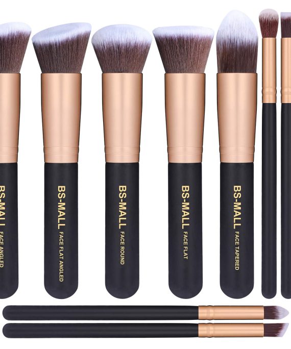 BS-MALL(TM) Makeup Brushes Premium Makeup Brush Set Synthetic Kabuki Cosmetics Foundation Blending Blush Eyeliner Face Powder Brush Makeup Brush Kit (10pcs, Golden Black)