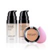Full Coverage Concealer with Pore Primer Sponge Make-Up Kit, Waterproof Flawless Natural Liquid Foundation Corrector Makeup Set for Women Face Eye Dark Circles Spot Acne Scar Cover (12ml)