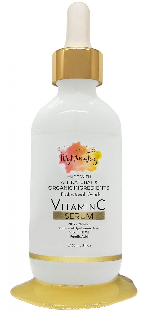 Vitamin C Serum for Face [BIG 2oz Bottle] with Hyaluronic Acid & Vitamin E Oil - Natural & Organic Anti Aging Collagen Booster - Fine Line, Acne, Dark Circle, Wrinkle, Sun Damage Corrector