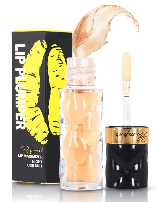 Lip Plumper Lip Gloss by Rejawece - Lip Plumping Balm Plumper Device Lipstick Treatment - Clear Lip Plump Gloss Lip Enhancer for Fuller & Hydrated Lips | Give Volume, Moisturize (Strawberry)