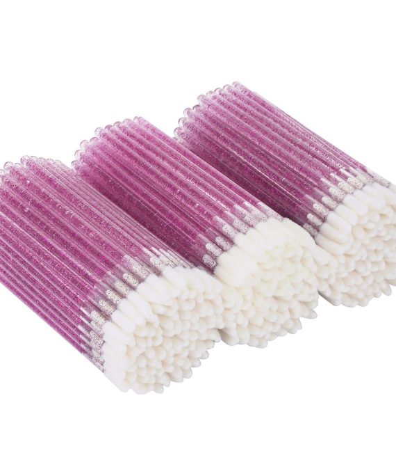 Tifanso 300 PCS Lip Brush, Disposable Lip Wands Make Up Applicators, Lip Gloss Wands Applicator Tool Lipstick Brush, Beauty Cosmetic Kits (Crystal Purple)