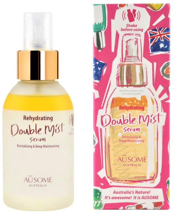 AUSOME Organic Hydrating Double-Layered Natural Face Mist Spray for Dry, 4 Fl. oz. - Revitalizing, Moisturizing, Rehydrating, Brightening with Aloe Vera, Jojoba Seed Oil Makeup Setter Face Mist Spray