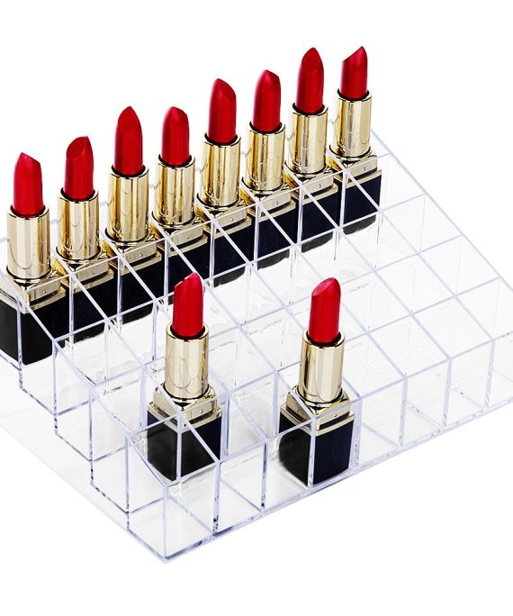 HBlife Lipstick Holder, 40 Spaces Clear Acrylic Lipstick Organizer Display Stand Cosmetic Makeup Organizer for Lipstick, Brushes, Bottles, and More
