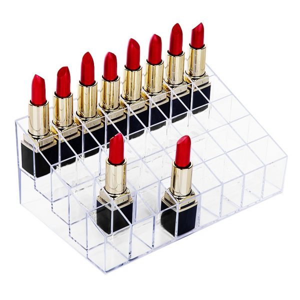HBlife Lipstick Holder, 40 Spaces Clear Acrylic Lipstick Organizer Display Stand Cosmetic Makeup Organizer for Lipstick, Brushes, Bottles, and More