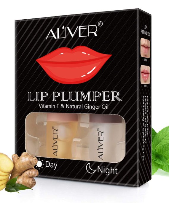 Lip Plumper 2Pcs, Ginger & Peppermint Lip Enhancer,Lip Care Serum, Moisturizing Lip Plumper Fuller Set 0.18Fl.Oz/pcs