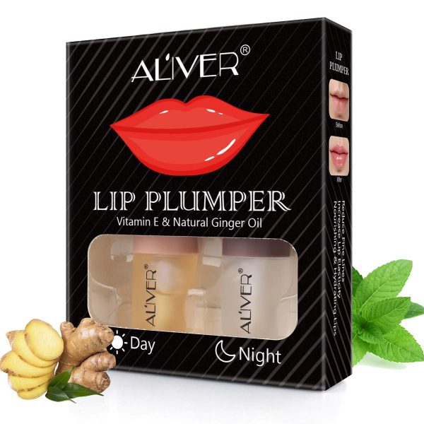 Lip Plumper 2Pcs, Ginger & Peppermint Lip Enhancer,Lip Care Serum, Moisturizing Lip Plumper Fuller Set 0.18Fl.Oz/pcs