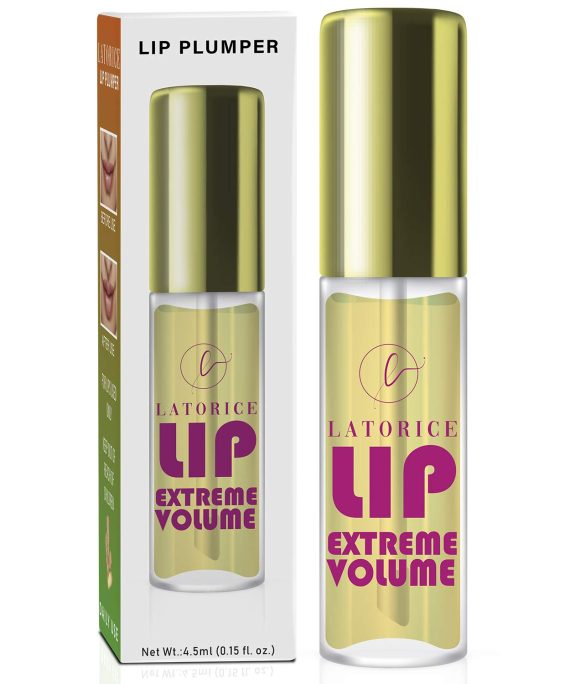 Lip Plumper, Natural Lip Enhancer, Lip Care Serum, Moisturizing Transparent Lip Oil, Lip Plumper Fuller & Hydrated Beauty Lips, Latorice (Strong)