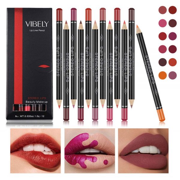 12 Colors - Lip Liner Pencil Professional Matte, Lip Liner and Lipstick set for Waterproof Long Lasting Smooth Natural Lip Makeup