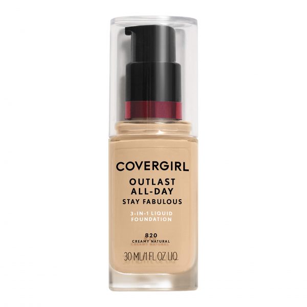 COVERGIRL Outlast All-Day Stay Fabulous 3-in-1 Foundation, 1 Bottle (1 oz), Creamy Natural Tone, Liquid Matte Foundation & SPF 20 Sunscreen (packaging may vary)