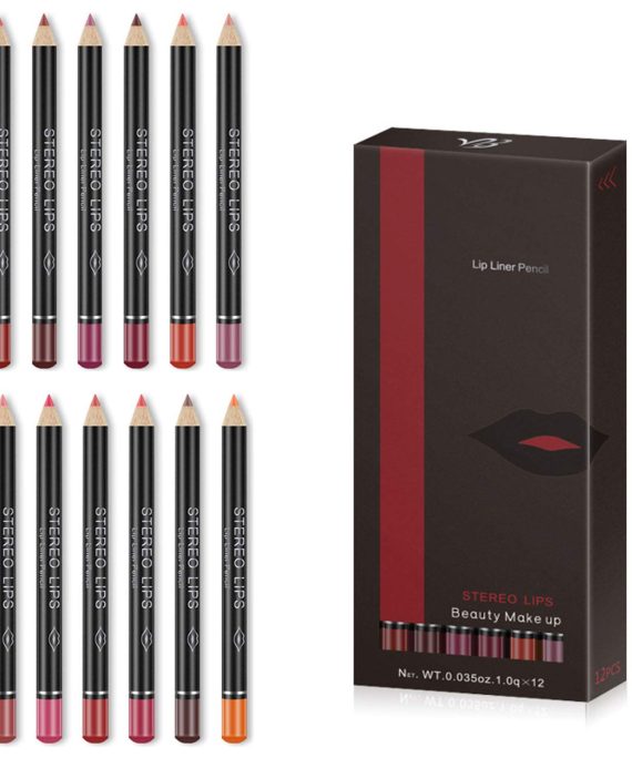 Lip Liner Pencil Set, 12 Color Matt Smooth Waterproof Natural Long Lasting Make Up Lipliners by Chnaivy