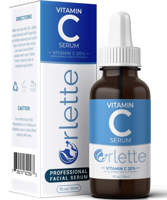 Orlette Vitamin C Serum - With Vitamin E & Hyaluronic Acid - Skin Treatment Formula - Natural Anti Aging Face Moisturizer, Facial Acne Removal - Wrinkles, Dark Circles, Scar, Pore Minimizer & Reducer