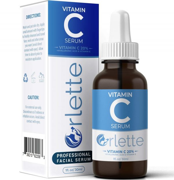 Orlette Vitamin C Serum - With Vitamin E & Hyaluronic Acid - Skin Treatment Formula - Natural Anti Aging Face Moisturizer, Facial Acne Removal - Wrinkles, Dark Circles, Scar, Pore Minimizer & Reducer