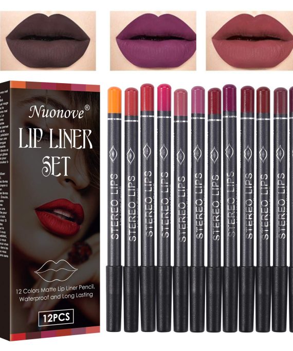 Matte Lip Liner Set, Lip Liner Pencils, Matte Make Up Lip Liners Pencil Set, Long Lasting, Matte, Waterproof, Smooth, High Pigment Lip Liner Set, 12 colors