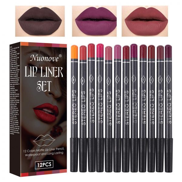 Matte Lip Liner Set, Lip Liner Pencils, Matte Make Up Lip Liners Pencil Set, Long Lasting, Matte, Waterproof, Smooth, High Pigment Lip Liner Set, 12 colors