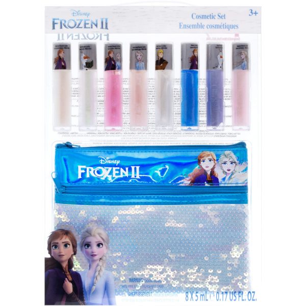 Townley Girl Disney Frozen 2 Anna and Elsa Lip Gloss Set with Sequin Bag, Ages 3+ - 9 Pack