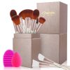 BESTOPE Makeup Brushes 16PCs Makeup Brushes Set with 2PCs Silicone Face Mask Brush 1 Beauty Blender Sponge and 1 Brush Cleaner Premium Synthetic Foundation Brushes Blending Shadows Make Up Brushes
