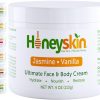 Natural Moisturizing Face and Body Cream - with Manuka Honey and Shea Butter - Hydrating Facial Moisturizer - Anti Aging and Wrinkle - Skin Tightening and Firming - Natural Jasmine Vanilla Scent (4oz)