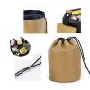 Travel Essentials with our Genuine Leather Drawstring Makeup Bag