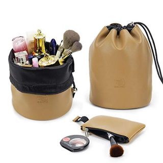 Genuine Leather Drawstring Makeup Bag