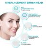 Misiki Electric Facial Cleansing Brush | Pink & Blue Waterproof Exfoliating Face Brush with 5 Brush Heads