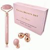 3-in-1 Electric Rose Quartz Jade Roller and Face Massager Set