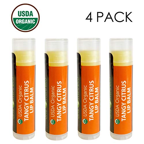 4 Pack Citrus Lip Balms With Beeswax, Coconut Oil